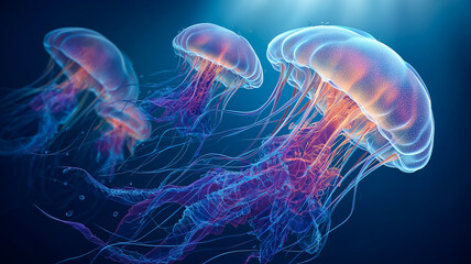 Mesmerizing Jellyfish Dance underwater aquatic life ocean depth beautiful ethereal