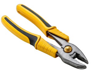 Obraz premium Yellow handle pliers vital tool for handyman repair work. Essential equipment for workshop metal instrument for fixing and gripping projects on isolated background