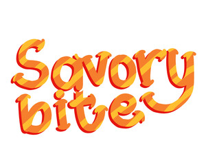 Savory Bite Text in Warm Orange Lettering