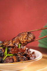 Handmade Preserved Duck Specialty with Chopsticks - Traditional Air-Dried Asian Cuisine