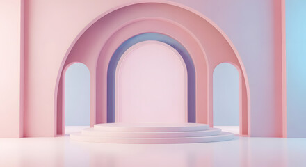 Clean 3D Arch Background with Podium