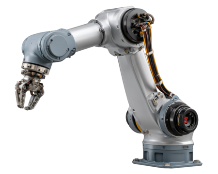 Modern industrial robot arm for factory manufacturing. powerful machine showing automation technology with precision for future of assembly line and industry