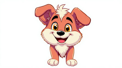 Adorable Cartoon Puppy Dog Character: Playful, Smiling and Child-Friendly Vector Illustration