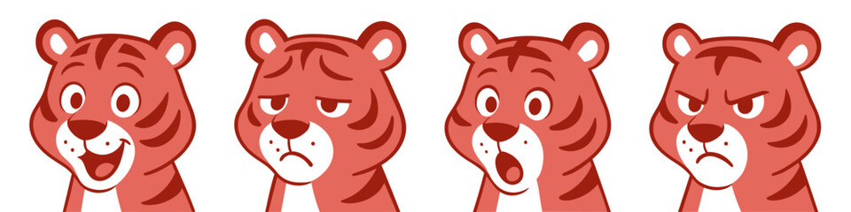 Tiger Faces - Cartoon Animal Expressions Set