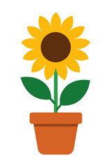 Obraz premium Sunflower in Pot - Minimal Botanical Illustration