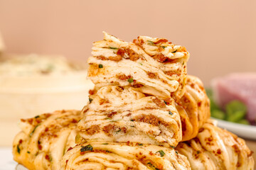 Handmade Savory Meat Pastry Rolls with Herbs - Golden Baked Puff Pastry Buns