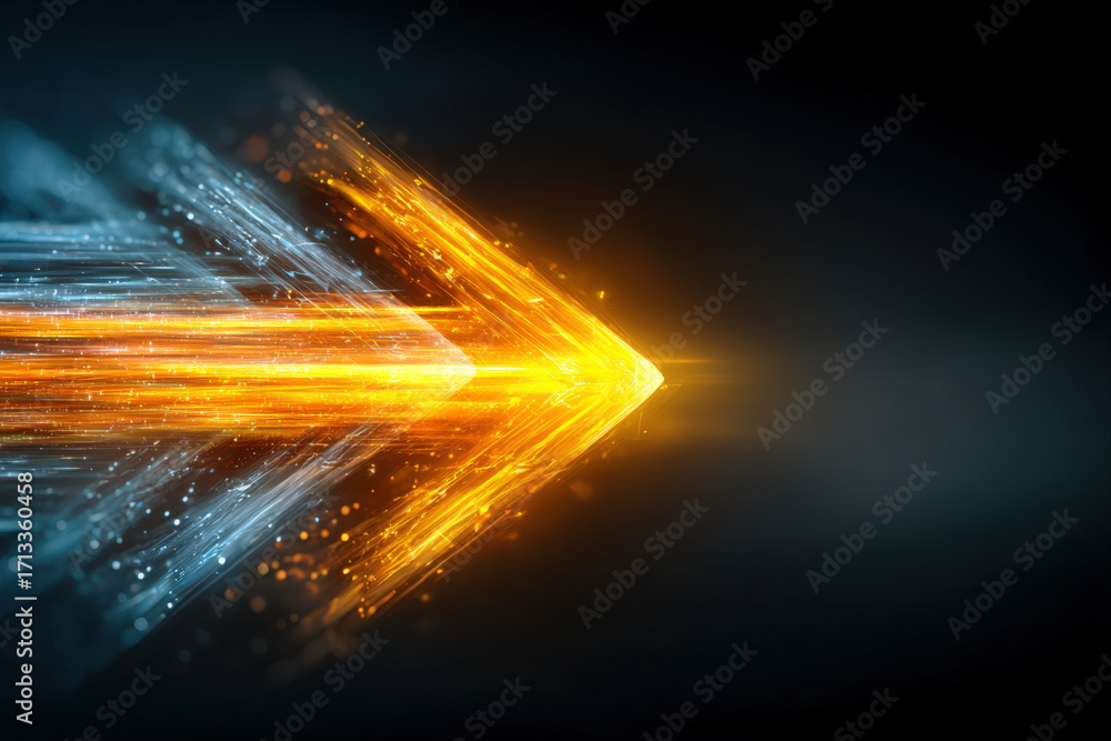 Poster Three arrows merging into one glowing arrow symbolizing teamwork and unity