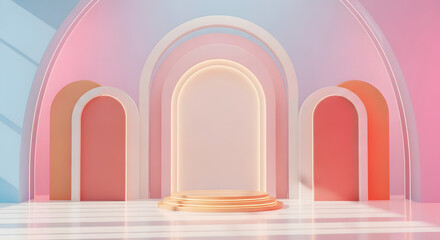 Clean 3D Arch Background with Podium