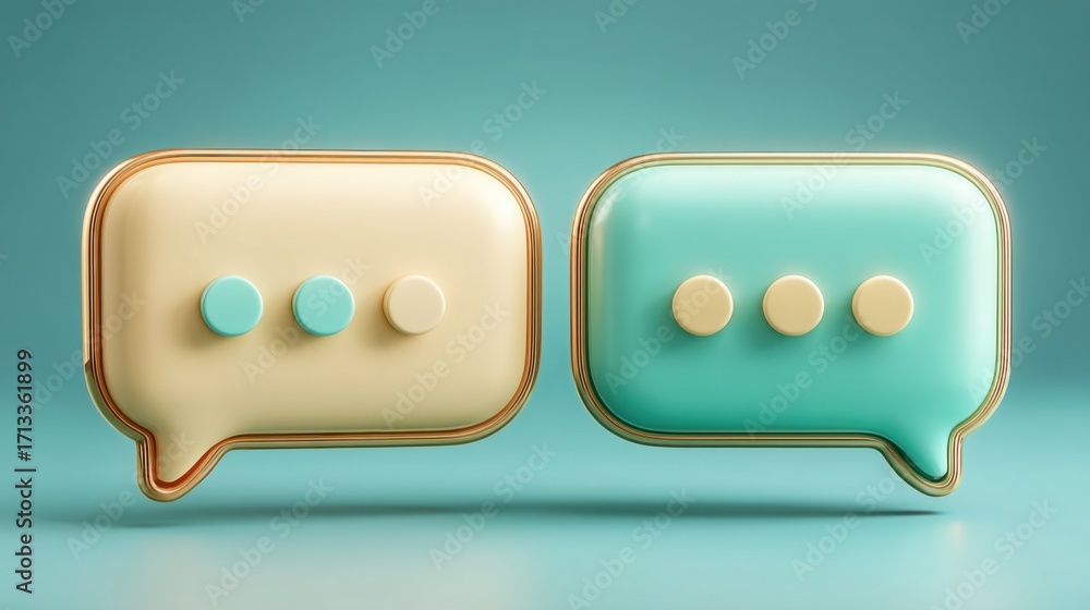 Poster two speech bubbles icon illustrating live chat support and instant customer help communication for s