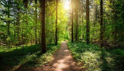 Fototapeta premium Walking Path In Forest At Summer Day