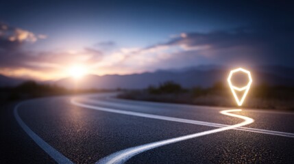 Illuminated road with center light signifying automated capital planning and predictive equity pathways
