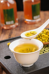 Traditional Chrysanthemum Flower Tea Preparation Hangzhou Style Chinese Herbal Drink