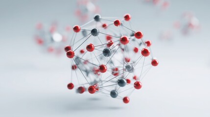 Molecule with red and white spheres representing wealth node concept and data-driven accumulation in financial systems