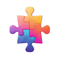 Obraz premium puzzle piece colorful gradient 3D icon, isolated on transparent background 