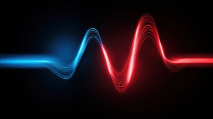 A vibrant red and blue wave symbolizing quantitative phase signals and timing in data rhythm for analytical insights