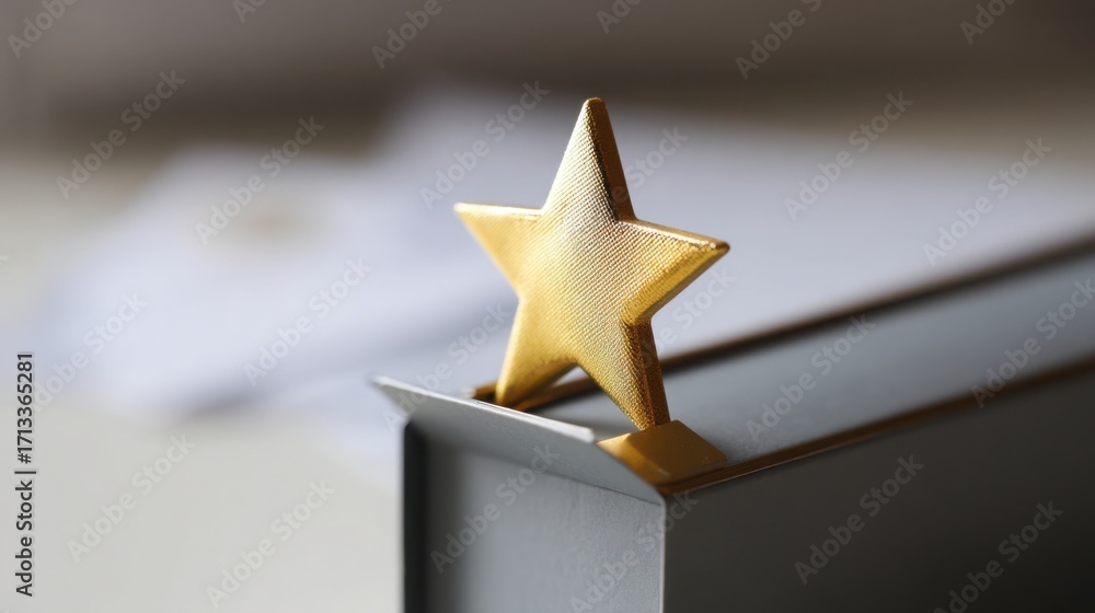Poster a single star standing out on a white surface symbolizing unique ideas and messages in an inbox conc