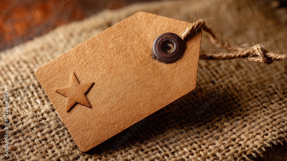 Poster a creative tag featuring a star icon floating above it representing a high-value offer in a unique d