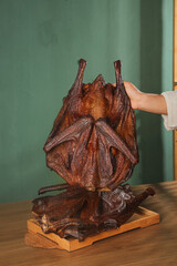 Guangdong Dried Salted Goose - Traditional Chinese Air-Dried Preserved Meat on Wooden Board