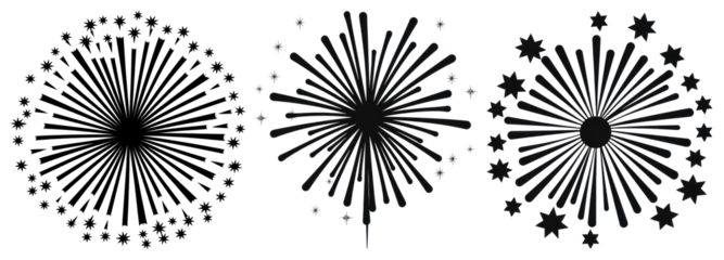 PNG Festive black starbursts designs, element set on transparent background