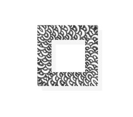 Silver metal picture frame with black scale seamless pattern isolated on white background , clipping path