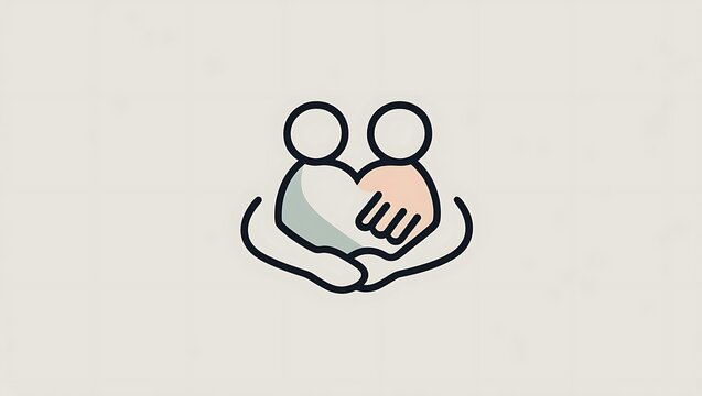 Simple icon of partnership handshake in minimal line art