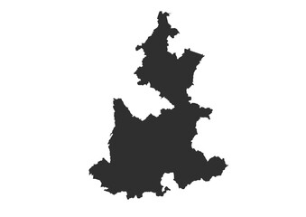Fototapeta premium A black silhouette vector map of Puebla, featuring clear outlines of the city's boundaries and key geographical features.