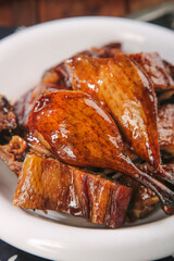Guangxi Preserved Air-Dried Duck on Plate - Traditional Chinese Specialty Food Delicacy