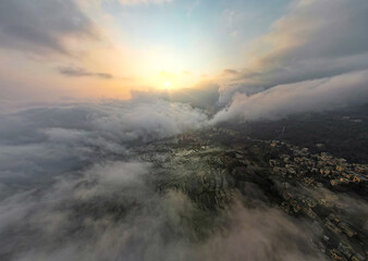 Fototapeta premium Aerial photography of the Yuanyang Rice Terraces in the Red River, Yunnan, China