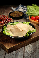 Raw Beef Tripe Maw with Fresh Vegetables for Hot Pot Shabu Shabu Cooking Ingredients