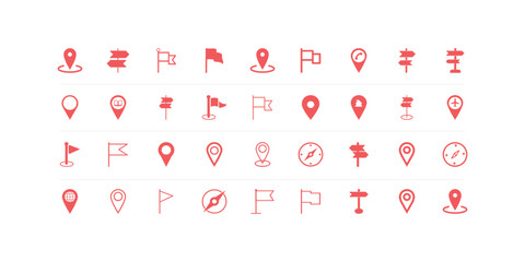 Maps icon set for navigation, GPS, travel, and digital mapping services designed to improve location-based user interface and geographic interaction in apps and websites