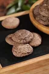 Fresh Shiitake Mushrooms on Slate Board - Premium Cooking Ingredients for Asian Cuisine