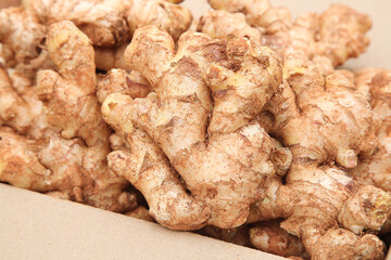 Fresh Ginger Root Chunks - Natural Seasoning Ingredient for Cooking and Soup Preparation