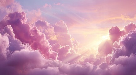 Pink clouds, vibrant sunset, sunbeams