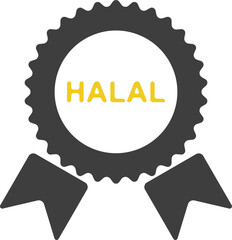 Halal certification badge with black and gray starburst ribbon seal vector illustration