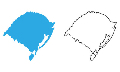 Map of the state of Rio Grande do Sul, Brazil. Map with detailed outline and blue silhouette	