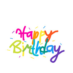 Happy Birthday colorful 3D design. Scattered confetti is arranged on the white background. Transparant background