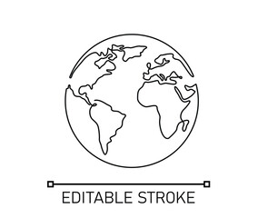 Continuous line drawing of globe earth world Editable Stroke