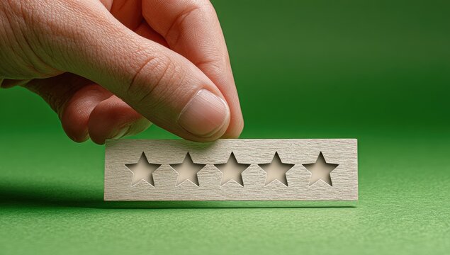 Hand placing a star on a rating scale