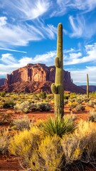 Desert landscape with saguaro cactus