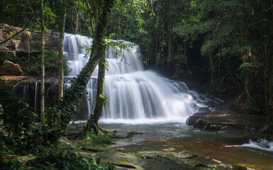 Fototapeta premium Pang sida waterfall at dong phayayen-khao yai forest complex in pangsida national park. sakaeo province Thailand.