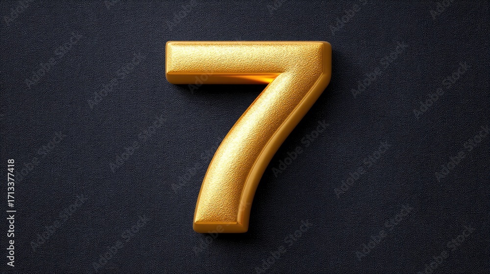Poster golden number seven on textured black background, showcasing luxurious and elegant design. this clos