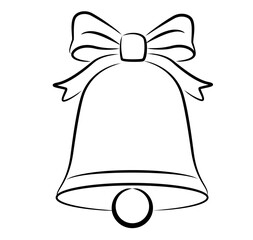 collection of elegant Christmas bell line art illustrations decorated with festive bows, perfect for holiday designs, greeting cards, invitations, and seasonal decorations. 