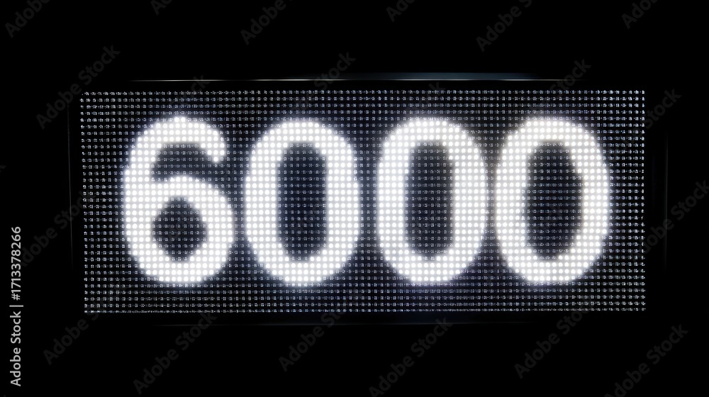 Poster closeup of glowing led display showing number 6000, highlighting its bright and modern design. digit