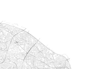 A detailed close-up vector map of Kawasaki's highway interchange and road network in black and white outline style.