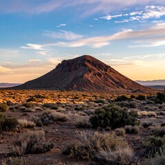Desert mountain at sunset