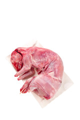 Fresh Whole Rabbit Meat from Yimeng Mountain Farmers on White Background