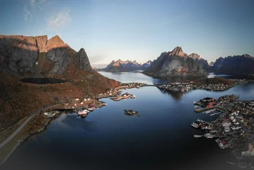 Gordijnen Poolcirkel Aerial photography of the Lofoten Islands in the Arctic Circle of Norway  © zheng