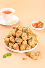 Crispy Sesame Balls Guangxi Chinese Pastry Specialty Snacks with Tea Traditional Asian Food