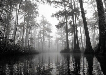 Misty Swamp Landscape Photography