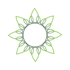 Minimalist mandala ornament designed with green leaf outlines forming a circle symbol of ecofriendly art suitable for decoration frame logo wallpaper poster and modern branding